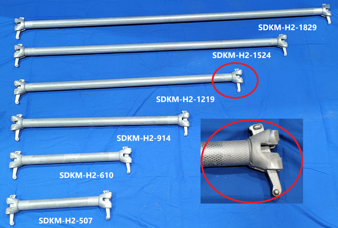 [미끄럼방지용] 시스템 비계용 수평재 M 메쉬무늬, 외부압연 (SYSTEM HORIZONTAL HANDLE MESH PATTERN)